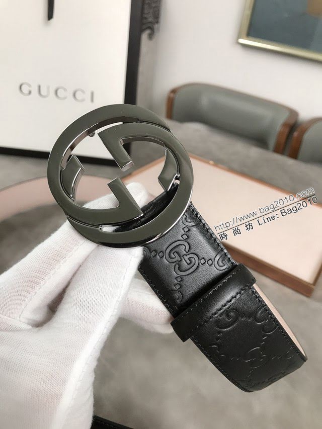 Gucci經典皮帶 古奇雙G拋光腰帶 411924  jjp2064